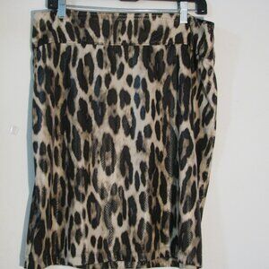 **Travelers by Chicos Animal Print Skirt Size 2 Large XL Tan Brown Snakeskin